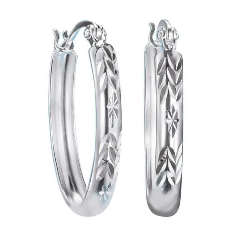 Sterling Silver Oval Hoop Earrings